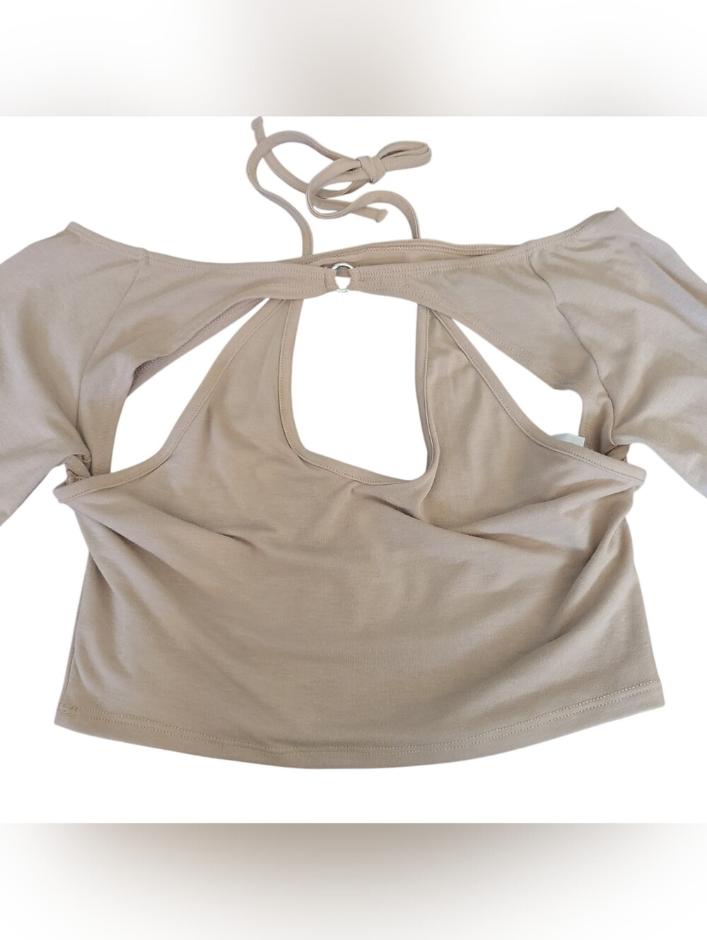 NWT | PRETTY LITTLE THING | LONG SLEEVE CROP TOP CUTOUT HALTER DESIGN | SIZE 6 - Picture 6 of 12